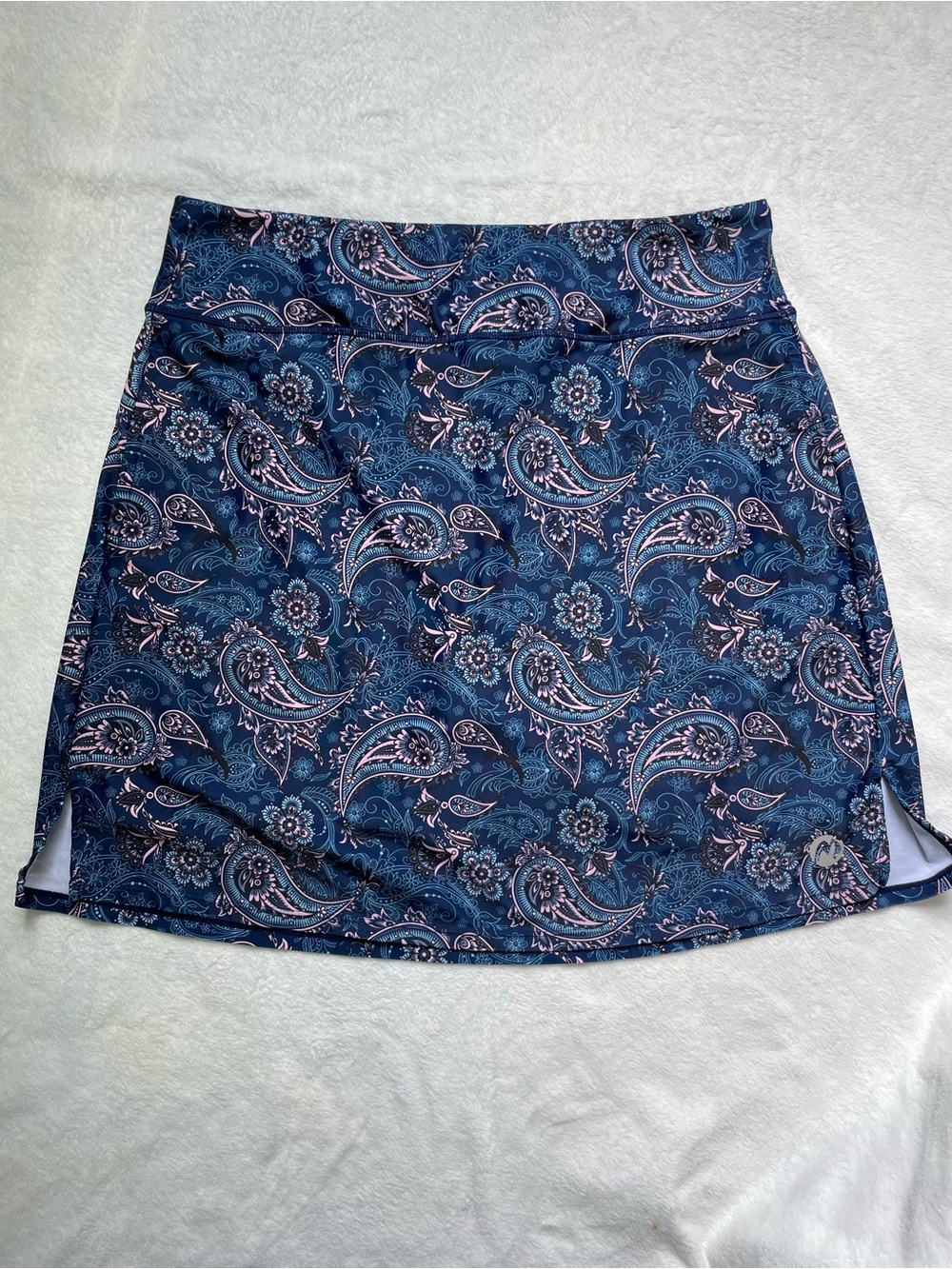 Moteepi Golf Skort Blue Paisley Skirt with Pink Accents Size XL